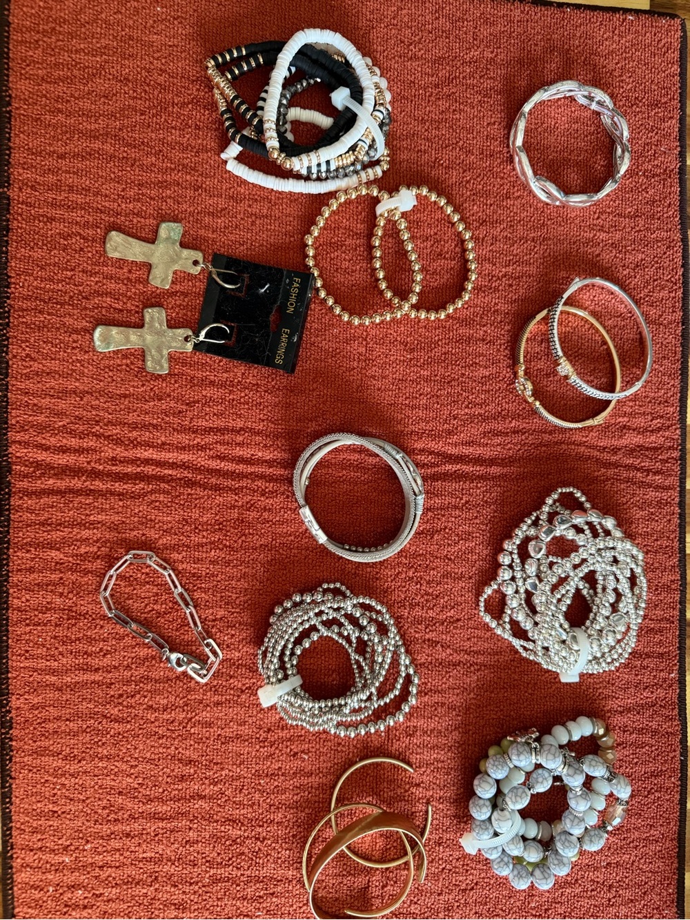 Assorted Women’s White and Gold Beaded Bracelet Set/Necklaces